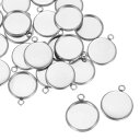 uxcell 丸いペンダントブ ランクトレイ 50個12mm - ステンレス製カボションセッティングブ ランクベース DIYクラフトおよびジュ エリーメイキング...
