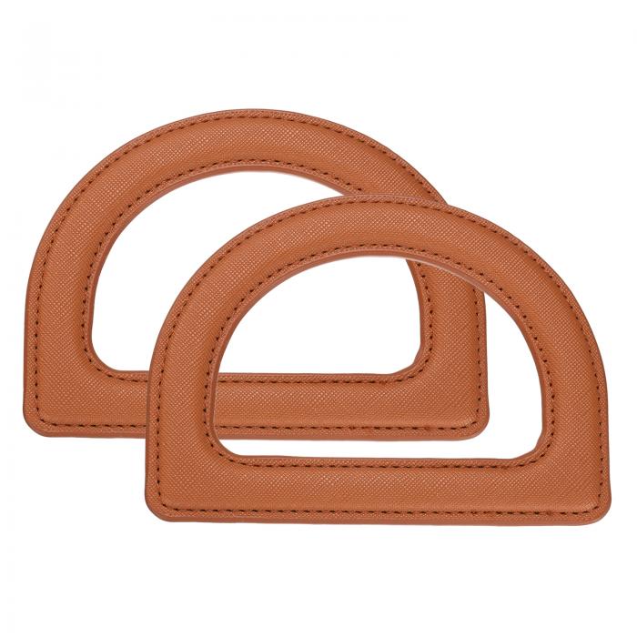 uxcell 2個のDリングPUレザーパースハンドル DIY手編みバッグクロシェハンドバッグパースメイキング用..