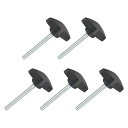 uxcell 5個のティーウィングノブ親指ネジ M5 x 50mmクランピングスクリューノブメススレッド炭素鋼T字形親指ネジハンドル36mm Dia。ハンド締め...