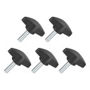 uxcell 5個のティーウィングノブ親指ネジ M6 x 20mmクランピングネジノブメススレッド炭素鋼T字形親指ネジハンドル36mm Dia。ハンド締めノブ交...