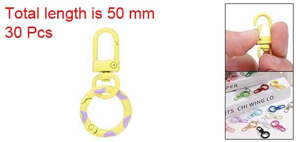 uxcell 30個 ロブスタークローファストナーキーチェーンスイベルトリガークリップ亜鉛合金カラフルキーチェーンクリップスナップフックジャンプフラットスプリットリングDIYクラフトジュ エリーリーメイキング ライトイエロー