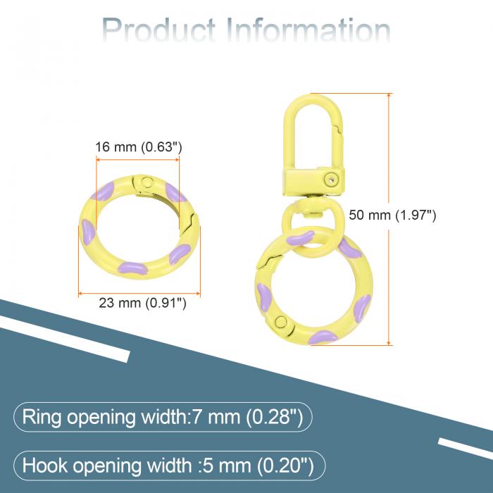 uxcell 30個 ロブスタークローファストナーキーチェーンスイベルトリガークリップ亜鉛合金カラフルキーチェーンクリップスナップフックジャンプフラットスプリットリングDIYクラフトジュ エリーリーメイキング ライトイエロー