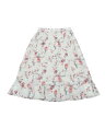 Allegra K ミディスカート 花柄 フリル裾 伸縮性 バックボタン スプリット レディース ライトグリーン L