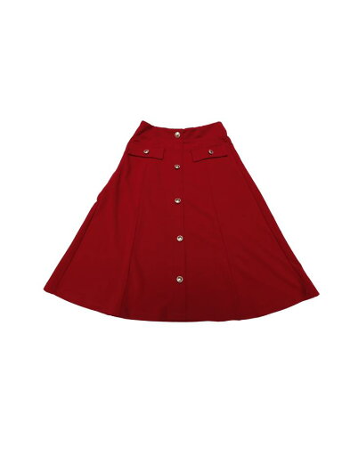 Allegra K ミドル丈スカート ボタンフロント フォーマル ワーク Aライン レディース レッド XL Allegra K ミドル丈スカート ボタンフロント フォーマル ワーク Aライン レディース レッド XL