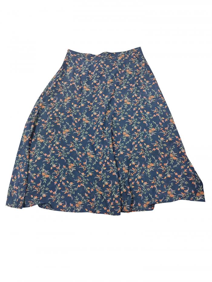 Allegra K シフォン スカート 花柄 ミディ Aライン フレア レディース ネイビーブルー XL(4)