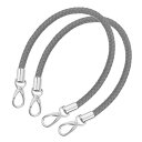 uxcell レザーパースストラップ 2個セット 50cm/19.69" ショートレザーPU編み込みパース交換用ハンドル アンダーアームバッグ ハンドバッグ用のメタルバックル付き(ダークグレーのストラップ + シルバーのク ラスプ)