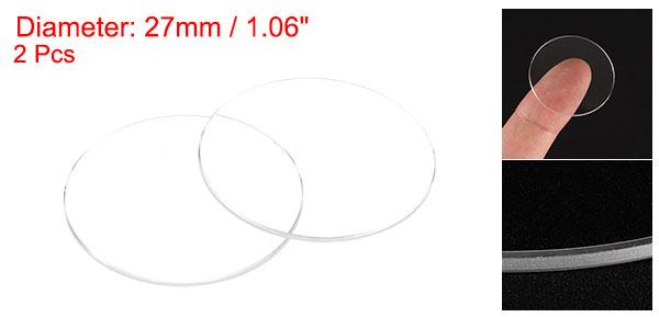 uxcell 2個の時計用水晶ガラスレンズ 27mmフラットラウンドサファイアガラス時計フェイス水晶レンズ交換部品 時計修理用 クリア