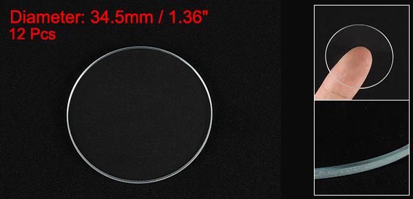 uxcell 12個の時計用水晶ガラスレンズ 34.5mmフラットラウンドメガネ時計フェイス水晶レンズ交換部品 時計修理用 クリア