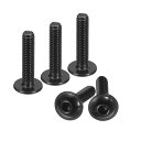 uxcell フランジ付きボタンヘッドソケットキャップスクリュー 100個 M4x18mm - 304ステンレス鋼ソケットドライブファスナーボルト 家具取り付け用全ねじマシンスクリュー(ブ ラ ック)(4)