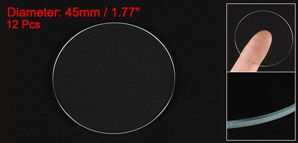 uxcell 12個の時計用水晶ガラスレンズ 45mmフラットラウンドメガネ時計フェイス水晶レンズ交換部品 時計修理用 クリア
