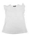 Allegra K レディース キャップ 半袖 ベーシック カジュアル Vネック トップス レーストップス 白 L
