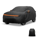 X AUTOHAUX Toyotaに対応アイゴ2005-2014用の車カバーPEVAスパンレースコットンアウトドアフルカーカバー全天候型防水風防日光雨雪保護付き乗客用ドアジッパーブラック(2)