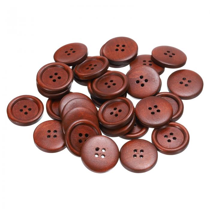 uxcell 30個 44L 木製ボタン 1-1/8