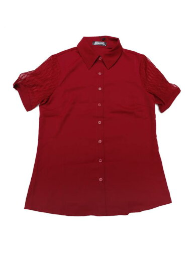 Allegra K ボタンダウンシャツ 通勤トップス 半袖ブラウス 薄手 シックスリーブ ポイントカラー レディース ワインレッド S Allegra K ボタンダウンシャツ 通勤トップス 半袖ブラウス 薄手 シックスリーブ ポイントカラー レディース ワインレッド S