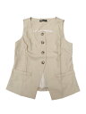 Allegra K オフィスベスト スクエアネック ドレッシースーツ ノースリーブコート ビジネス カジュアル レディース カーキ XS