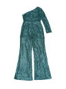 Allegra K レディース スパンコールジャンプスーツ ワンショルダー シースルー ワイドレッグ パーティー ロンパー グリーン XS(4)