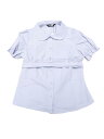 Allegra K 丸襟 ブラウス ボウタイネック シャツ コットン 通勤 トップス パフスリーブ ボタンダウン レディース ライトパープル S