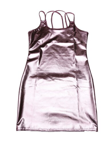 Allegra K キャミソールワンピース ストラップ ドレス メタリック 光沢 ミニ シャイニー ボディコン スリム レディース ピンク L Allegra K キャミソールワンピース ストラップ ドレス メタリック 光沢 ミニ シャイニー ボディコン スリム レディース ピンク L