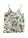 Allegra K レディース キャミソール タンクトップ カジュアル Vネック 花柄 調節可能 スパゲッティストラップ Tシャツ ライトブルー XL