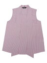 Allegra K レディース ノースリーブストライプブラウス タイネック カジュアル タンクトップ シャツ ワーク ピンク XL
