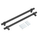 uxcell キャビネットハンドル 5個セット 12インチ ステンレススチール ラウンド キッチンハードウェア プル 8インチホールセンター スクエアベース付き...