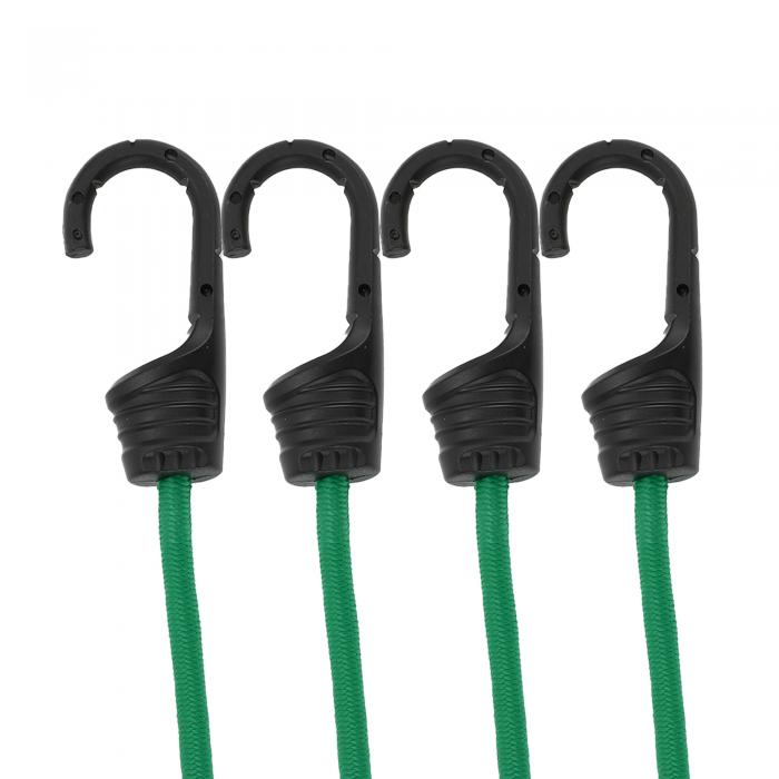 INFINAUTO マルチ機能エラスティック荷物ロープ 60cm オートバイ トレーラー トラック 貨物 調整可能なバンジーコード メタルバックル ミドリ 4個