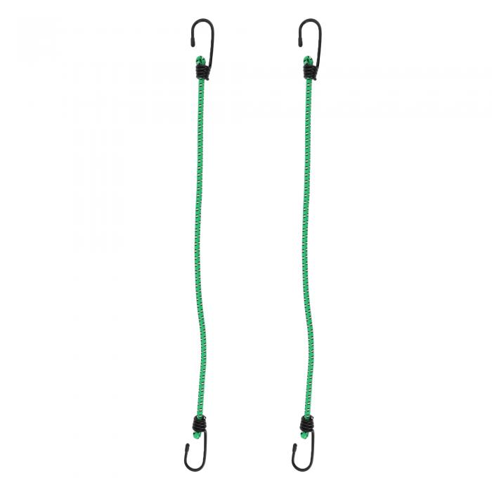 INFINAUTO フック付きの荷物用コード60cm モーターサイクル トレーラー トラック カーゴ アジャスタブル バンジーコード メタルバックル ミドリ 2個