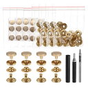 uxcell 24セット レザースナップファスナーキット10mmメタルスナップボタンプレススタッドレザーリベットスナップ3つ セッターツール付き服ジャケットジーンズバッグ用 金色