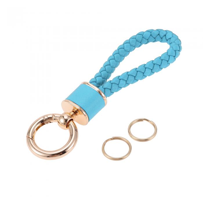 A ABSOPRO カーキーチェーン ユニバーサルキーチェーン リング キーフォブ用 ホーム用 女性用 フォーレザー ブルー ゴールドトーン