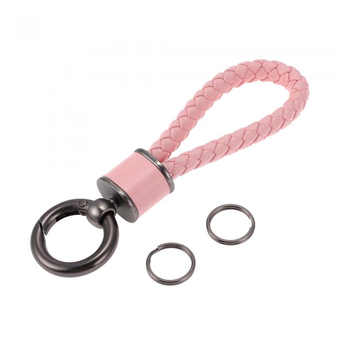 A ABSOPRO カーキーチェーン ユニバーサルキーチェーン リング付き キーフォブ用 ホーム用 女性用 フォーレザー ピンク