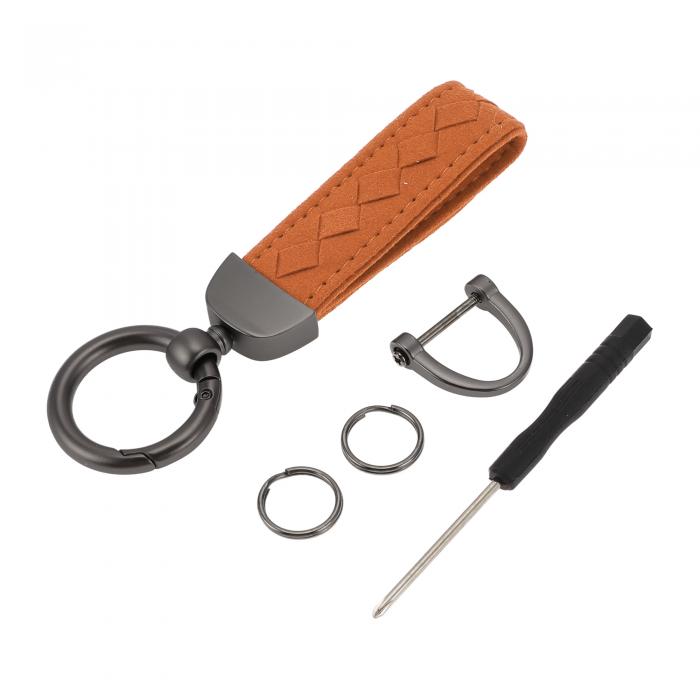 A ABSOPRO 車のキーチェーン ユニバーサルキーチェーン キーフォブ用リング ホーム用 女性用 フォーレザー オレンジ 1セット
