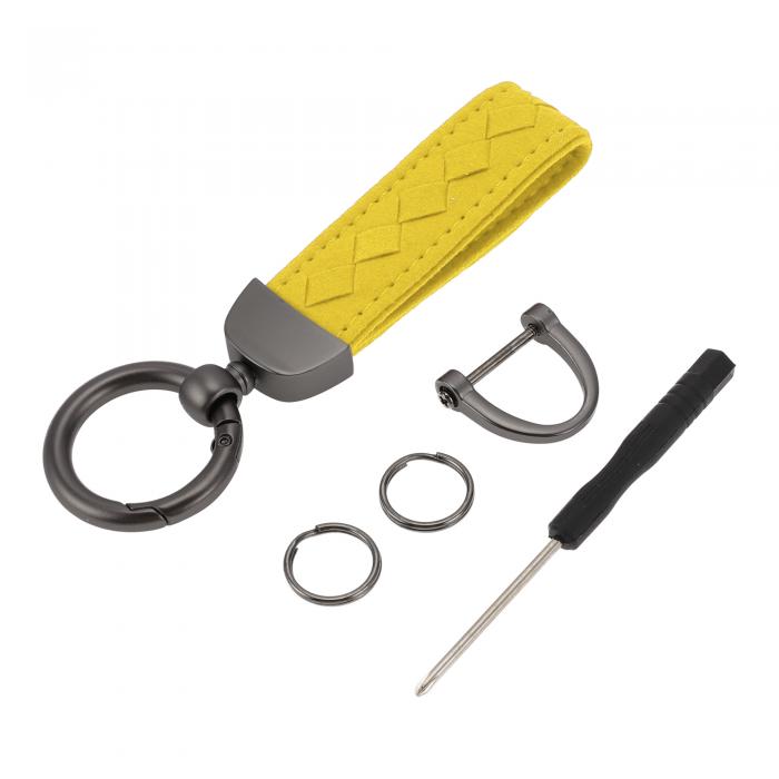 A ABSOPRO 車のキーチェーン ユニバーサル キーチェーン リング キーフォブ用 家庭用 女性用 フォーレザー イエロー 1セット