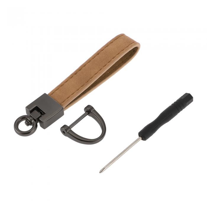 A ABSOPRO 車のキーチェーン ユニバーサル キーチェーン リング キーフォブ用 家庭用 女性用 亜鉛合金 フォーレザー コーヒー 1セット