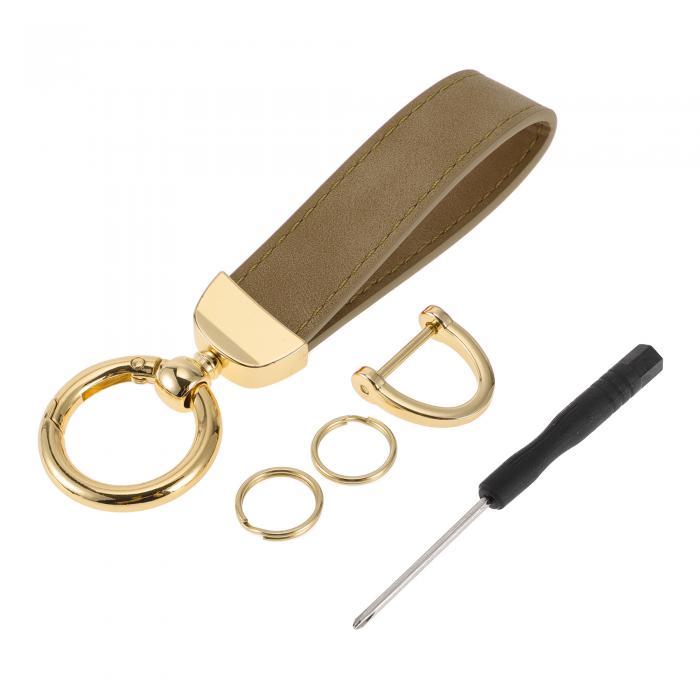 A ABSOPRO 車用キーチェーン ユニバーサル キーチェーン リング キーフォブ用 ホーム用 女性用 亜鉛合金 金トーン ブラウン 1セット