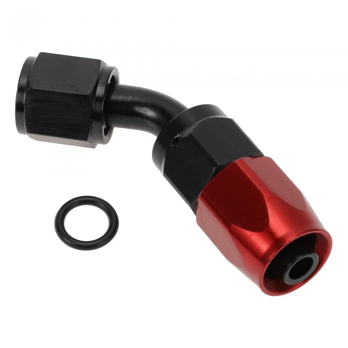 A ABSOPRO メスフレアリデューサーホースフィッティングアダプターTF-1001-AN6 45° 燃料ラインコネクターアルミニウムOリング付きレッド、ブラック