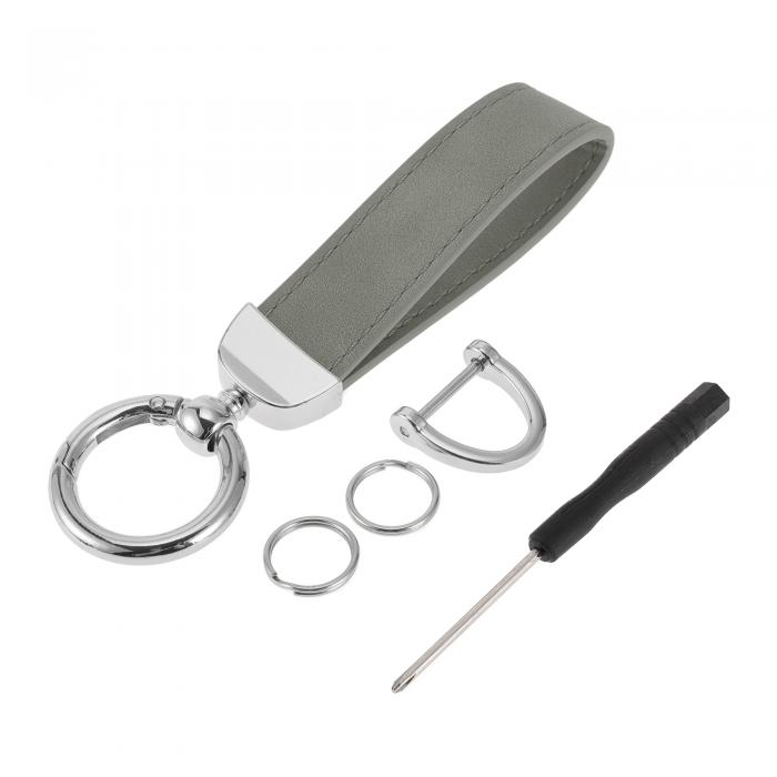 A ABSOPRO 車用キーチェーン ユニバーサル キーチェーン リング キーフォブ用 ホーム用 女性用 亜鉛合金 シルバートーン グレー 1セット