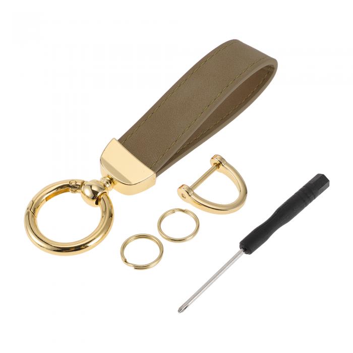 A ABSOPRO 車用キーチェーン ユニバーサル キーチェーン リング キーフォブ用 家庭用 女性用 亜鉛合金 金トーン ダークブラウン 1セット