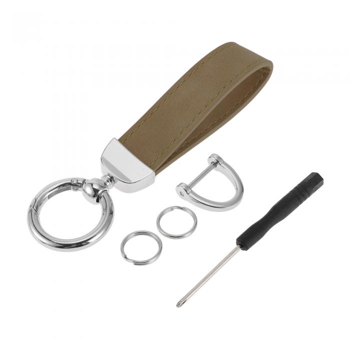 A ABSOPRO 車用キーチェーン ユニバーサル キーチェーン リング キーフォブ用 家庭用 女性用 亜鉛合金 シルバートーン ダークブラウン 1セット