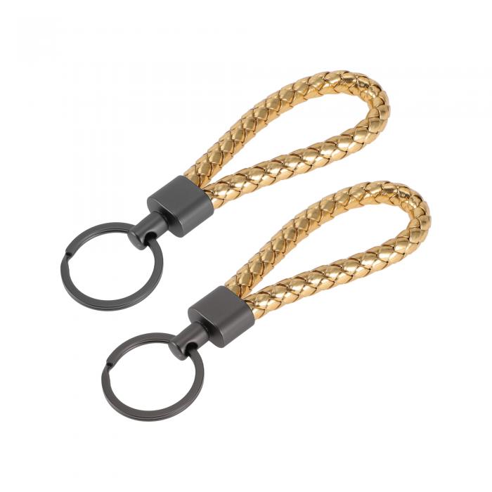 A ABSOPRO 車用キーチェーン ユニバーサルキーチェーン リング付き キーフォブ用 家庭用 女性用 亜鉛合金 金トーン 2個