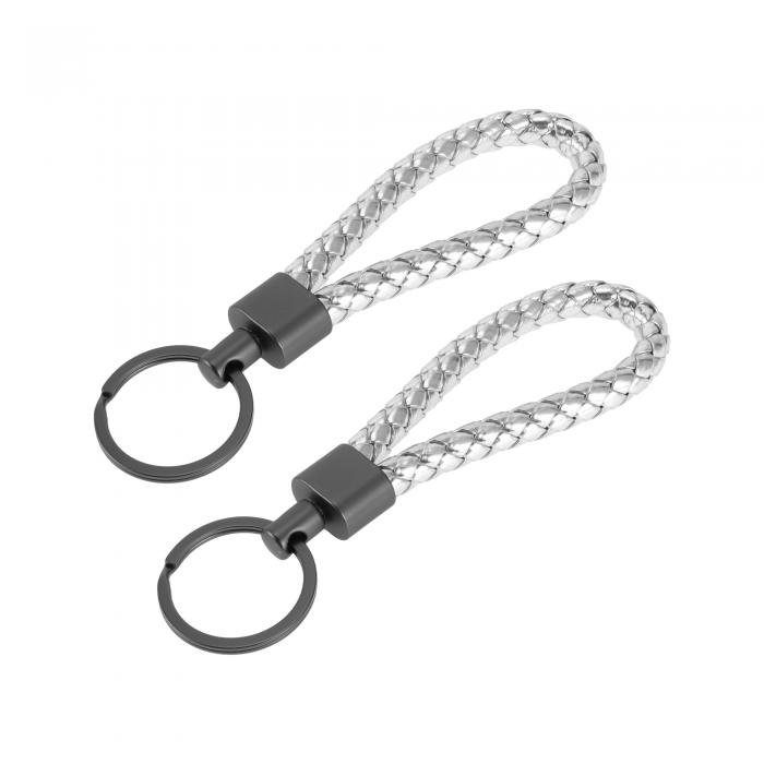 A ABSOPRO 車用キーチェーン ユニバーサル キーチェーン リング キーフォブ用 家庭用 女性用 亜鉛合金 シルバートーン 2個