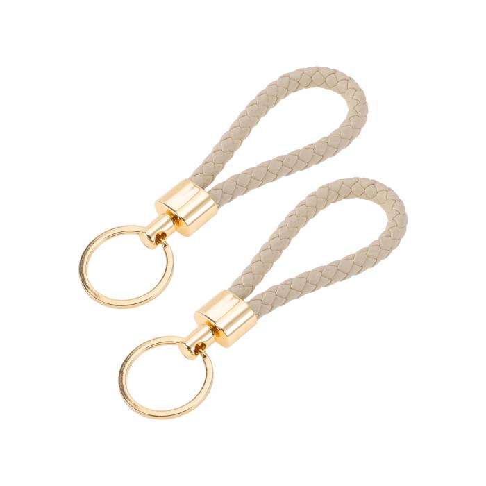 A ABSOPRO 車用キーチェーン ユニバーサルキーチェーン リング付き キーフォブ用 家庭用 女性用 亜鉛合金 ベージュ 2個