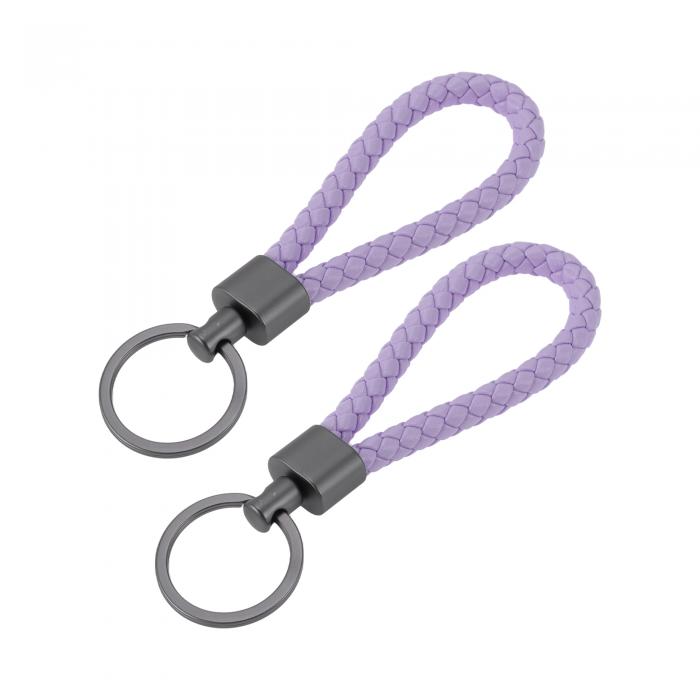 A ABSOPRO 車のキーチェーン ユニバーサル キーチェーン リング キーフォブ用 家庭用 女性用 レザー 亜鉛合金 ライトパープル 2個