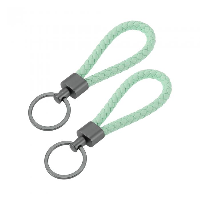 A ABSOPRO カーキーチェーン ユニバーサルキーチェーン リング付き キーフォブ用 ホーム用 女性用 レザー 亜鉛合金 ミドリ 2個
