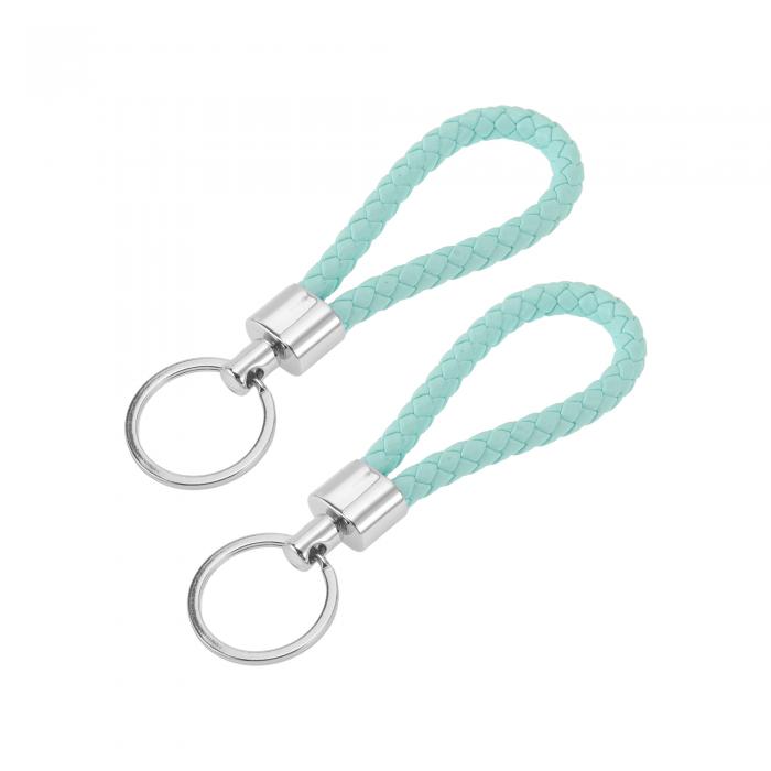 A ABSOPRO カーキーチェーン ユニバーサルキーチェーン リング付き キーフォブ用 ホーム用 女性用 レザー 亜鉛合金 ペールブルー 2個