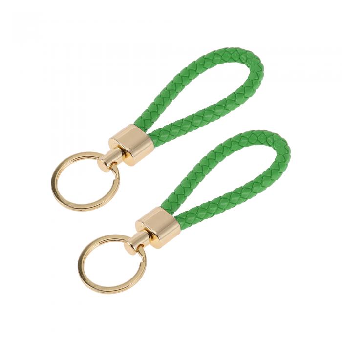 A ABSOPRO カーキーチェーン ユニバーサルキーチェーン リング付き キーフォブ用 ホーム用 女性用 レザー 亜鉛合金 金トーン ライトミドリ 2個