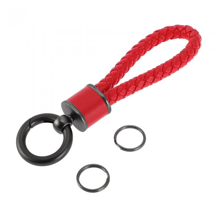 A ABSOPRO 車用キーチェーン ユニバーサル キーチェーン リング キーフォブ用 ホーム用 女性用 フォーレザー 亜鉛合金 レッド 1個