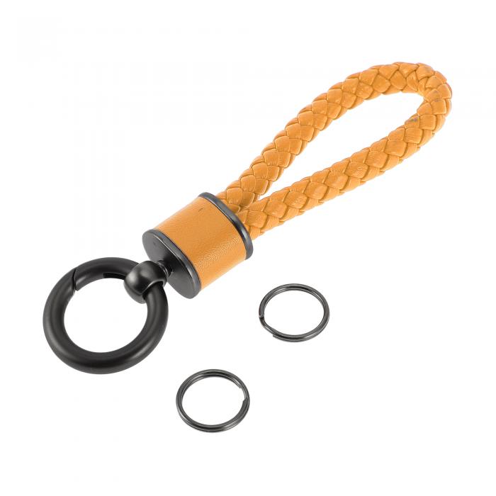 A ABSOPRO 車のキーチェーン ユニバーサル キーチェーン リング キーフォブ用 家庭用 女性用 フォーレザー 亜鉛合金 イエロー 1個