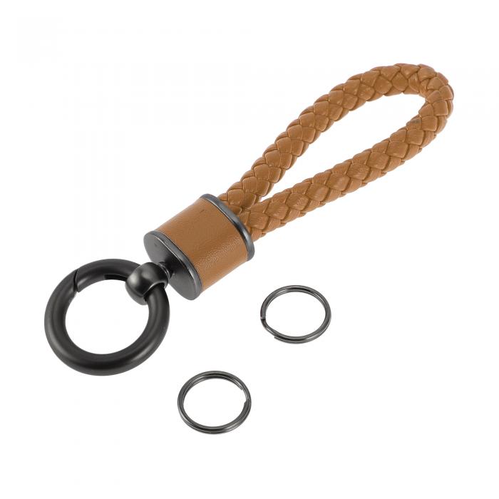 A ABSOPRO 車用キーチェーン ユニバーサル キーチェーン リング キーフォブ用 ホーム用 女性用 フォーレザー 亜鉛合金 ブラウン 1個