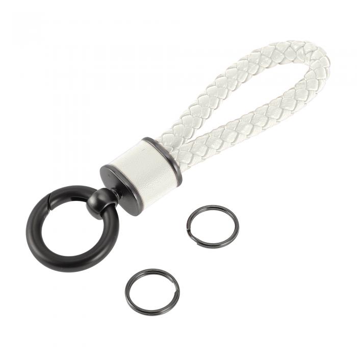 A ABSOPRO 車用キーチェーン ユニバーサル キーチェーン リング キーフォブ用 ホーム用 女性用 フォーレザー 亜鉛合金 ホワイト 1個