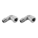 uxcell 2個1/8" PTメスxオス90度エルボーステンレス鋼水管継手エアホースPVCチューブ鋳造